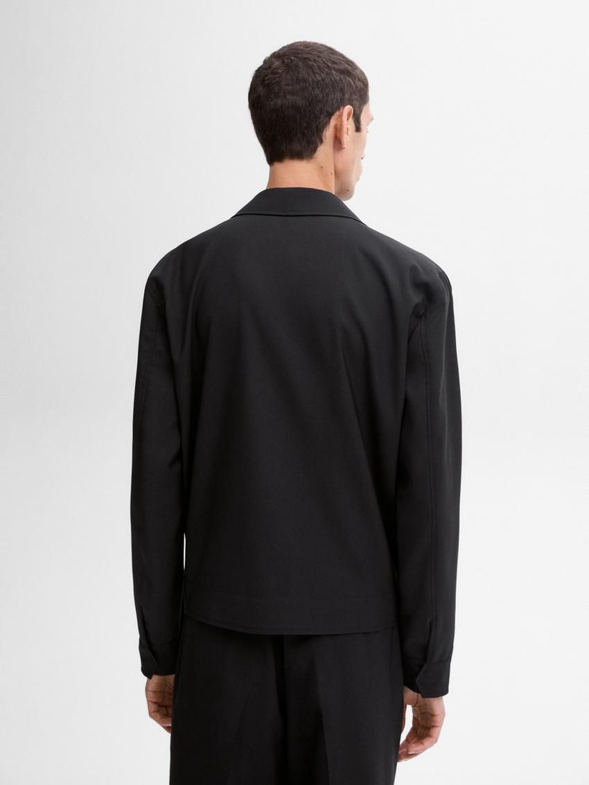 Massimo Dutti Wool With Chest Pocket Men Jacket Black | US-LF0984231