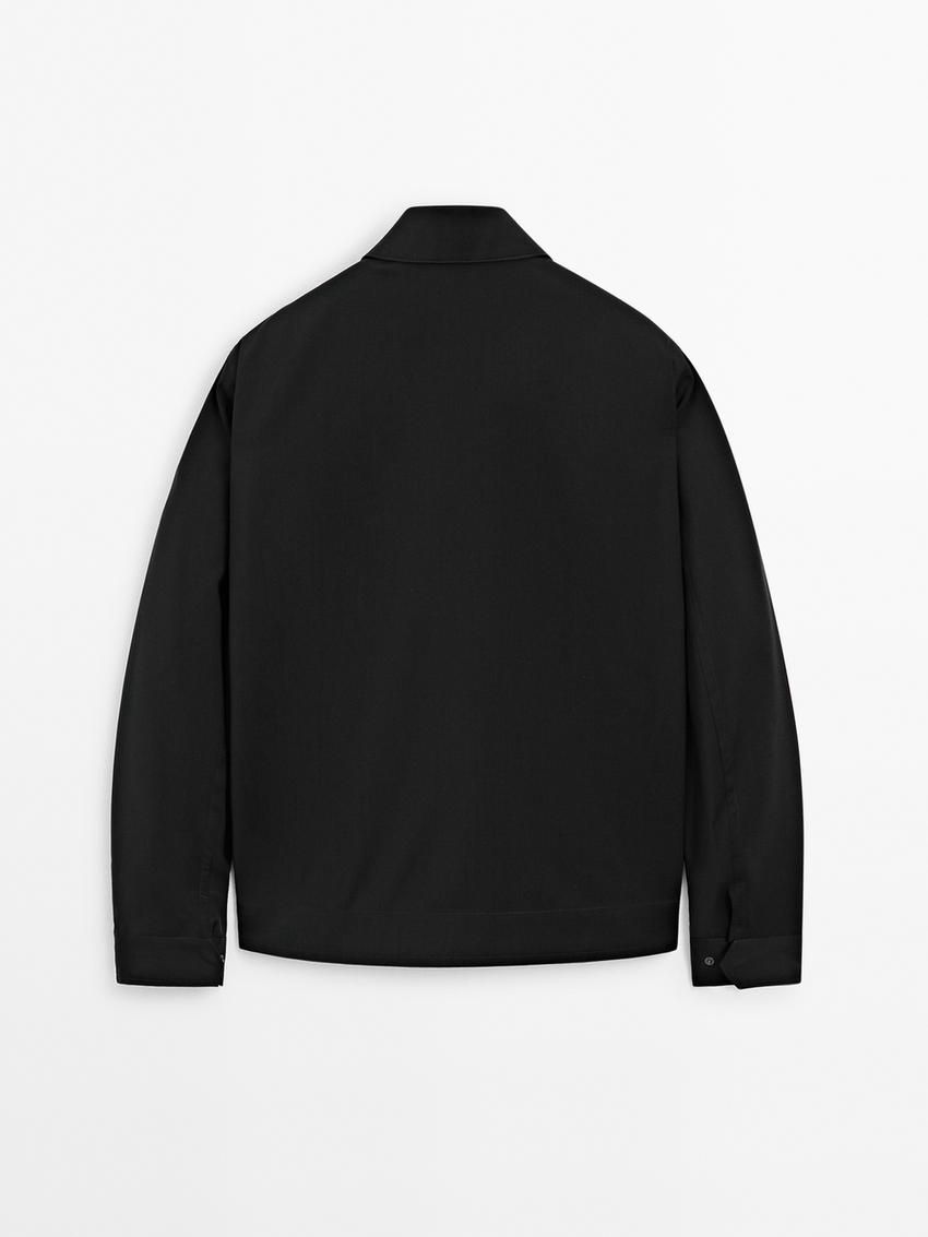 Massimo Dutti Wool With Chest Pocket Men Jacket Black | US-LF0984231
