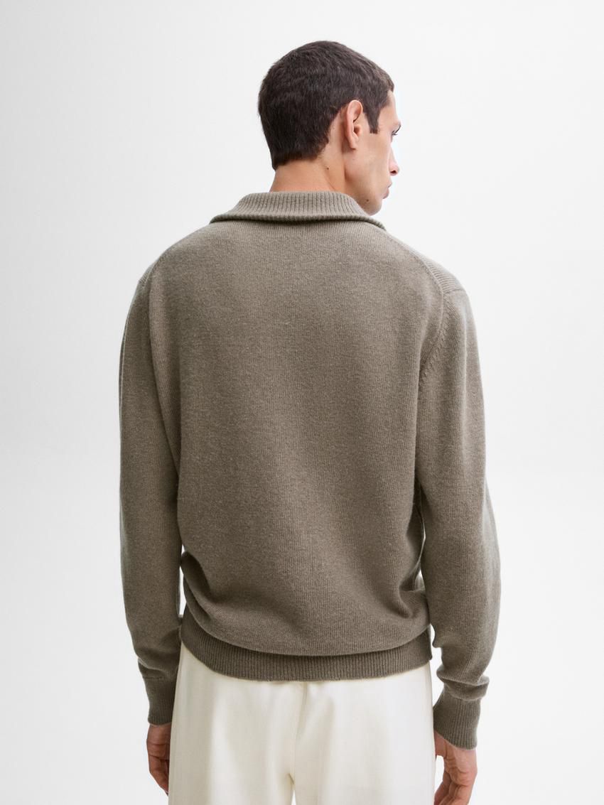 Massimo Dutti Wool With Mock Neck Men Sweater Khaki | US-IV3286017