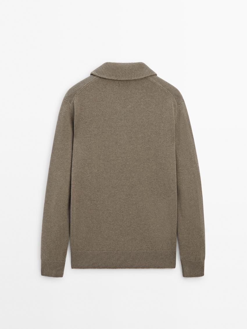 Massimo Dutti Wool With Mock Neck Men Sweater Khaki | US-IV3286017