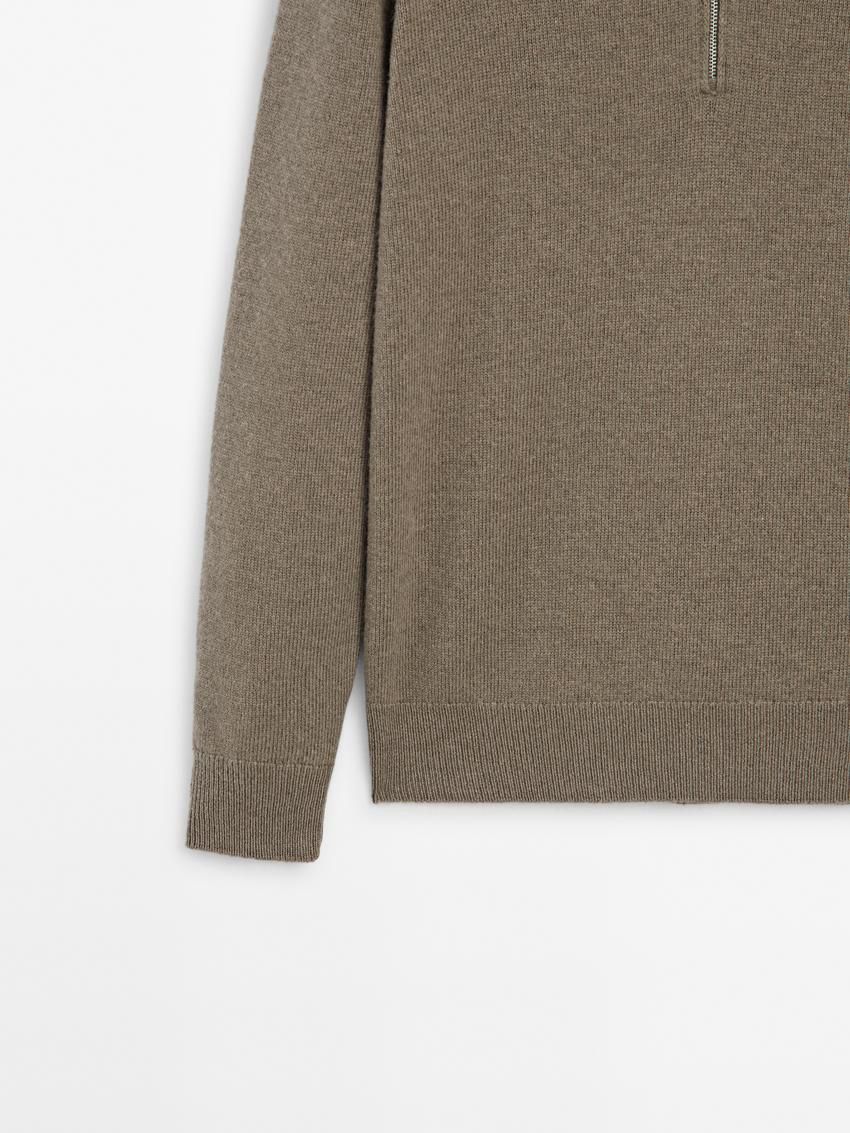 Massimo Dutti Wool With Mock Neck Men Sweater Khaki | US-IV3286017