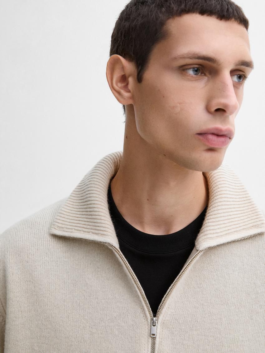Massimo Dutti Wool With Mock Neck Men Sweater Beige | US-WD6347129