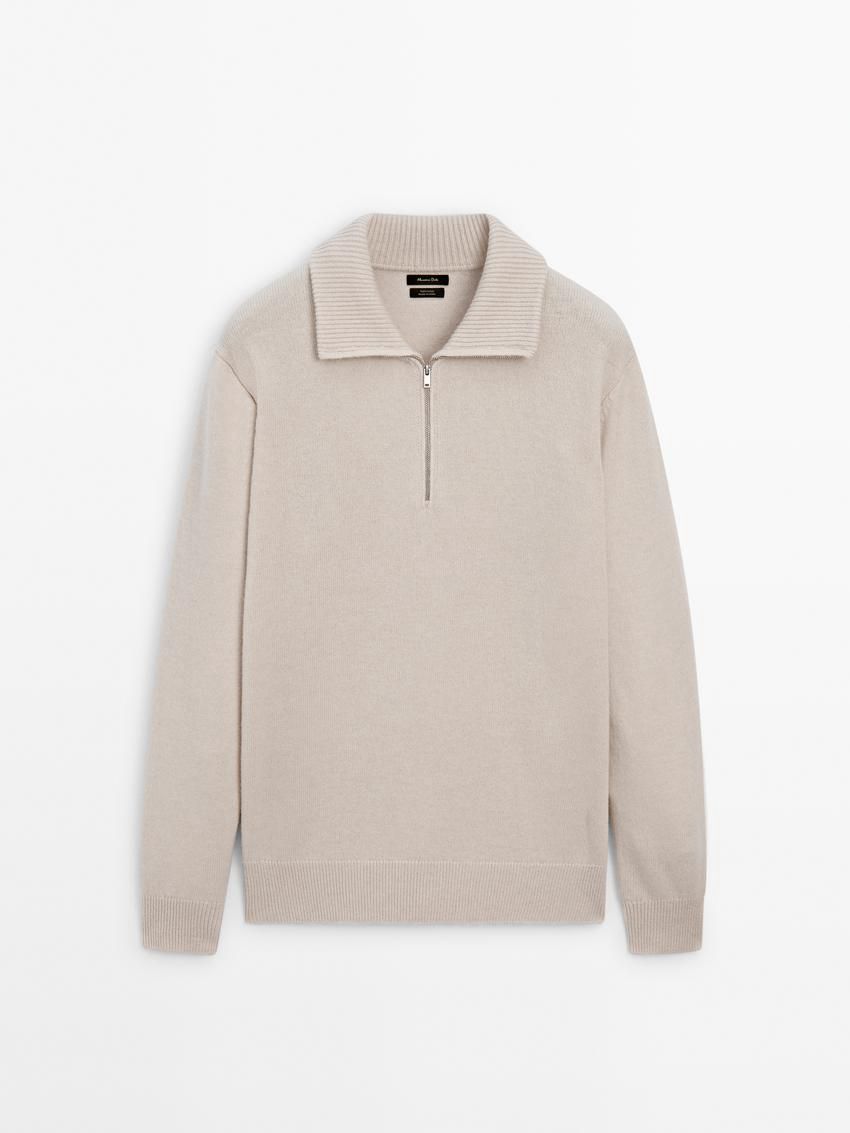 Massimo Dutti Wool With Mock Neck Men Sweater Beige | US-WD6347129