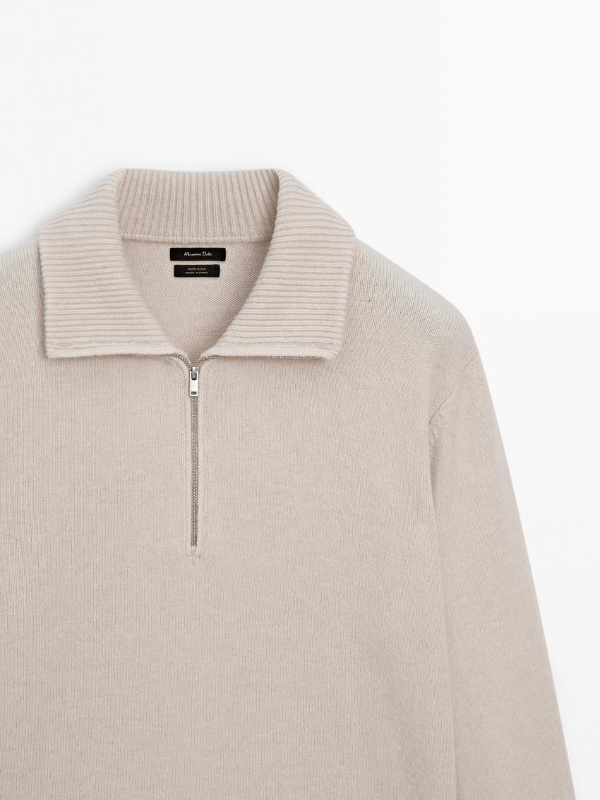 Massimo Dutti Wool With Mock Neck Men Sweater Beige | US-WD6347129