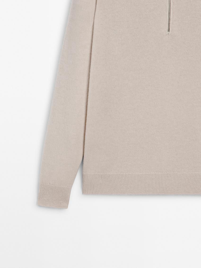 Massimo Dutti Wool With Mock Neck Men Sweater Beige | US-WD6347129