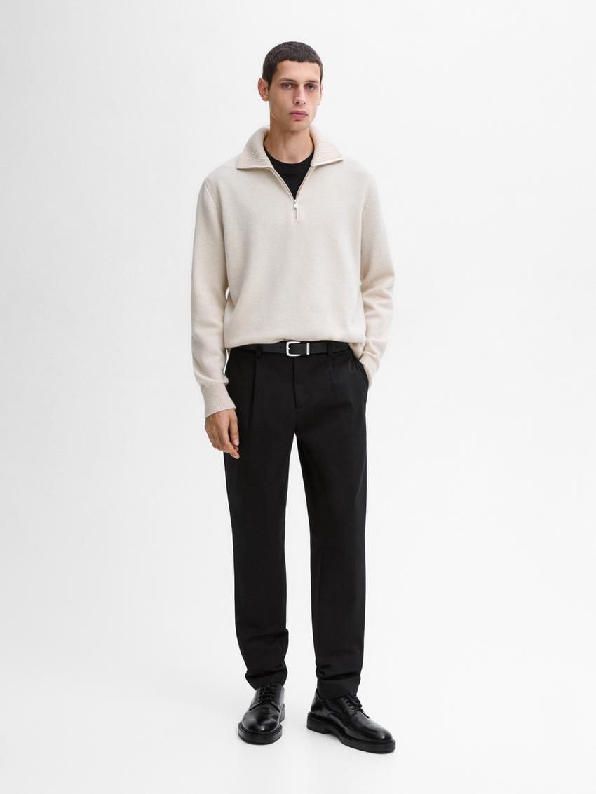 Massimo Dutti Wool With Mock Neck Men Sweater Beige | US-WD6347129