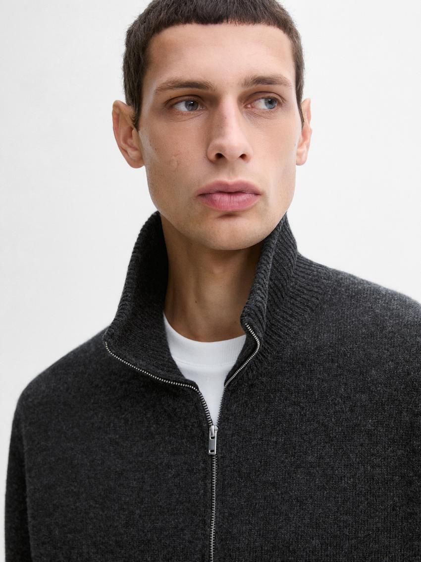 Massimo Dutti Wool With Mock Neck Men Sweater Dark Grey | US-SH7502941