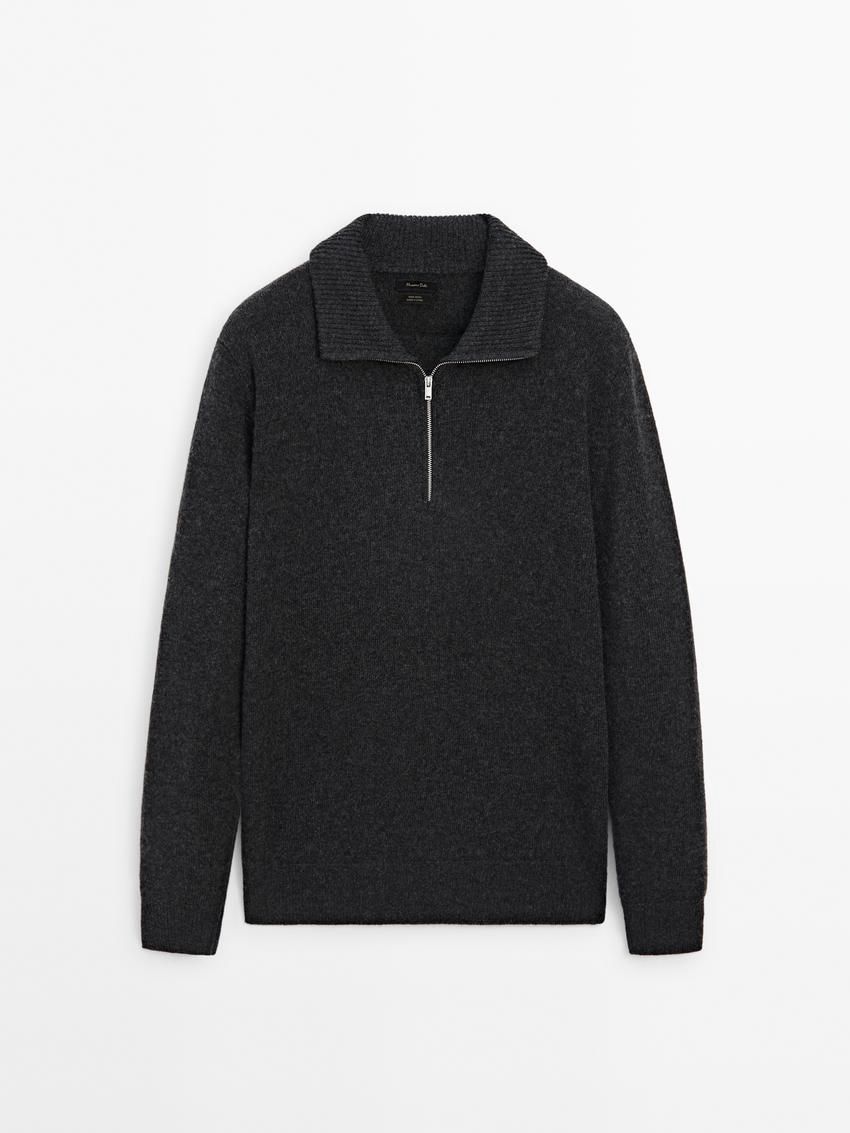 Massimo Dutti Wool With Mock Neck Men Sweater Dark Grey | US-SH7502941
