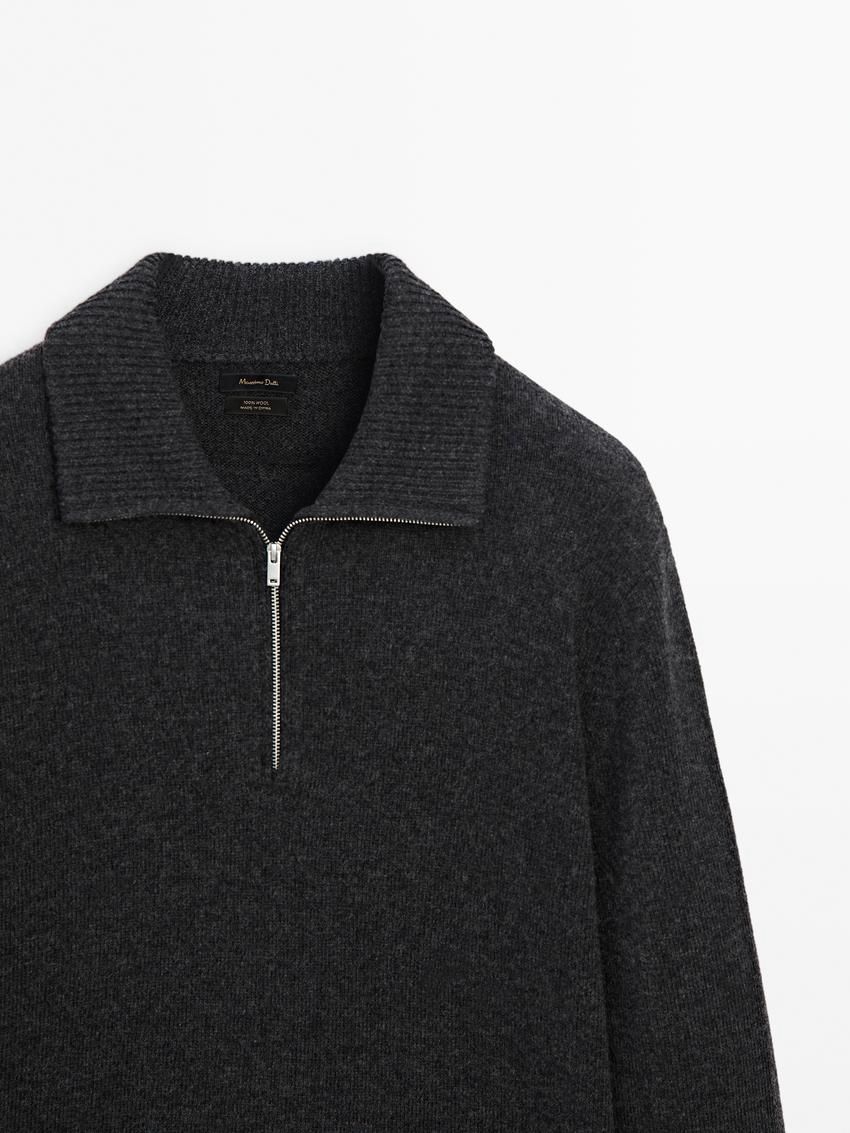 Massimo Dutti Wool With Mock Neck Men Sweater Dark Grey | US-SH7502941