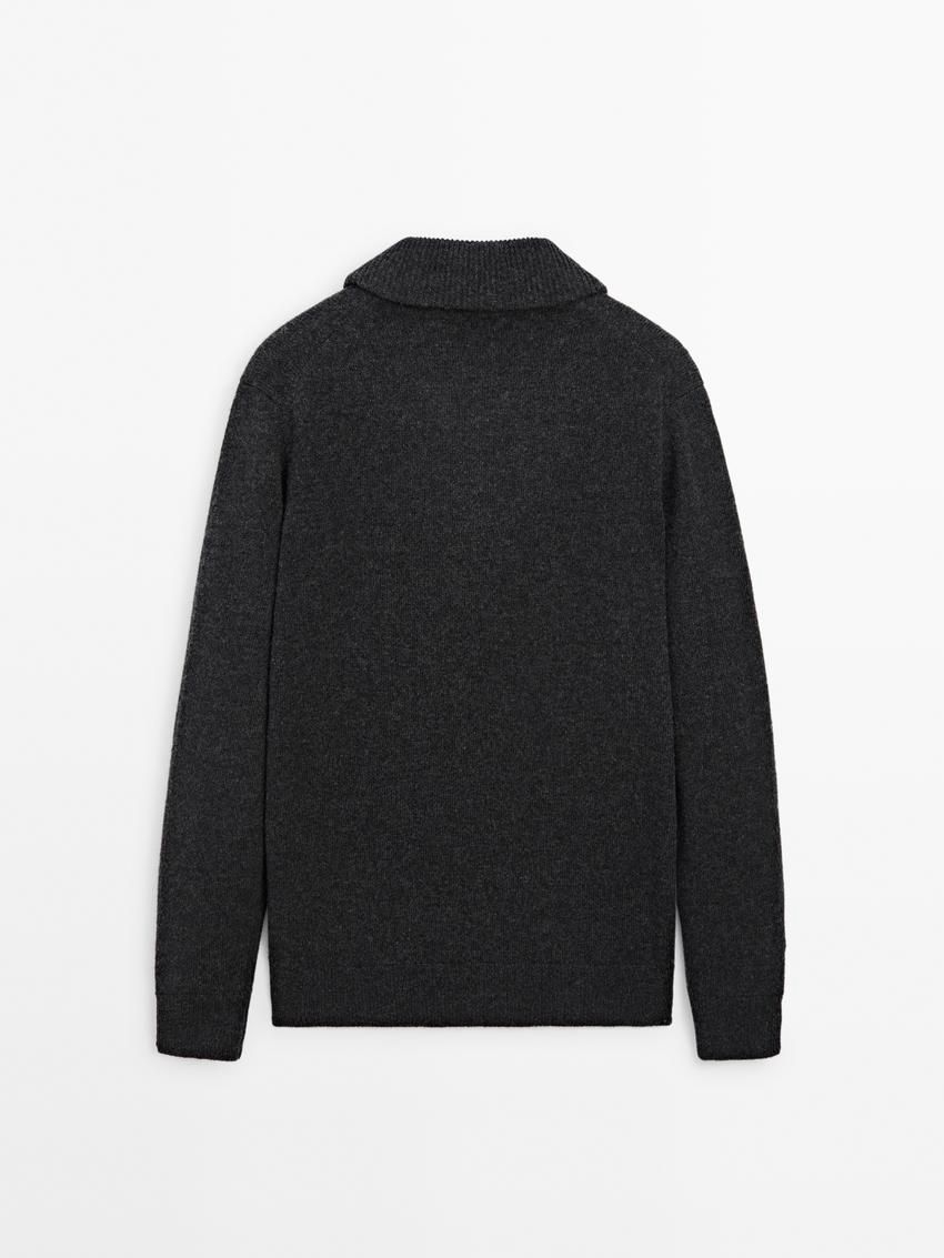 Massimo Dutti Wool With Mock Neck Men Sweater Dark Grey | US-SH7502941