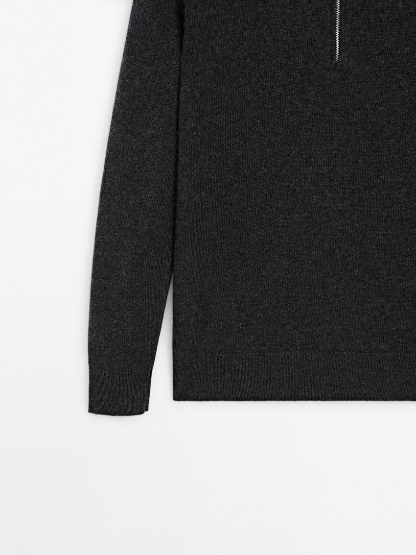 Massimo Dutti Wool With Mock Neck Men Sweater Dark Grey | US-SH7502941