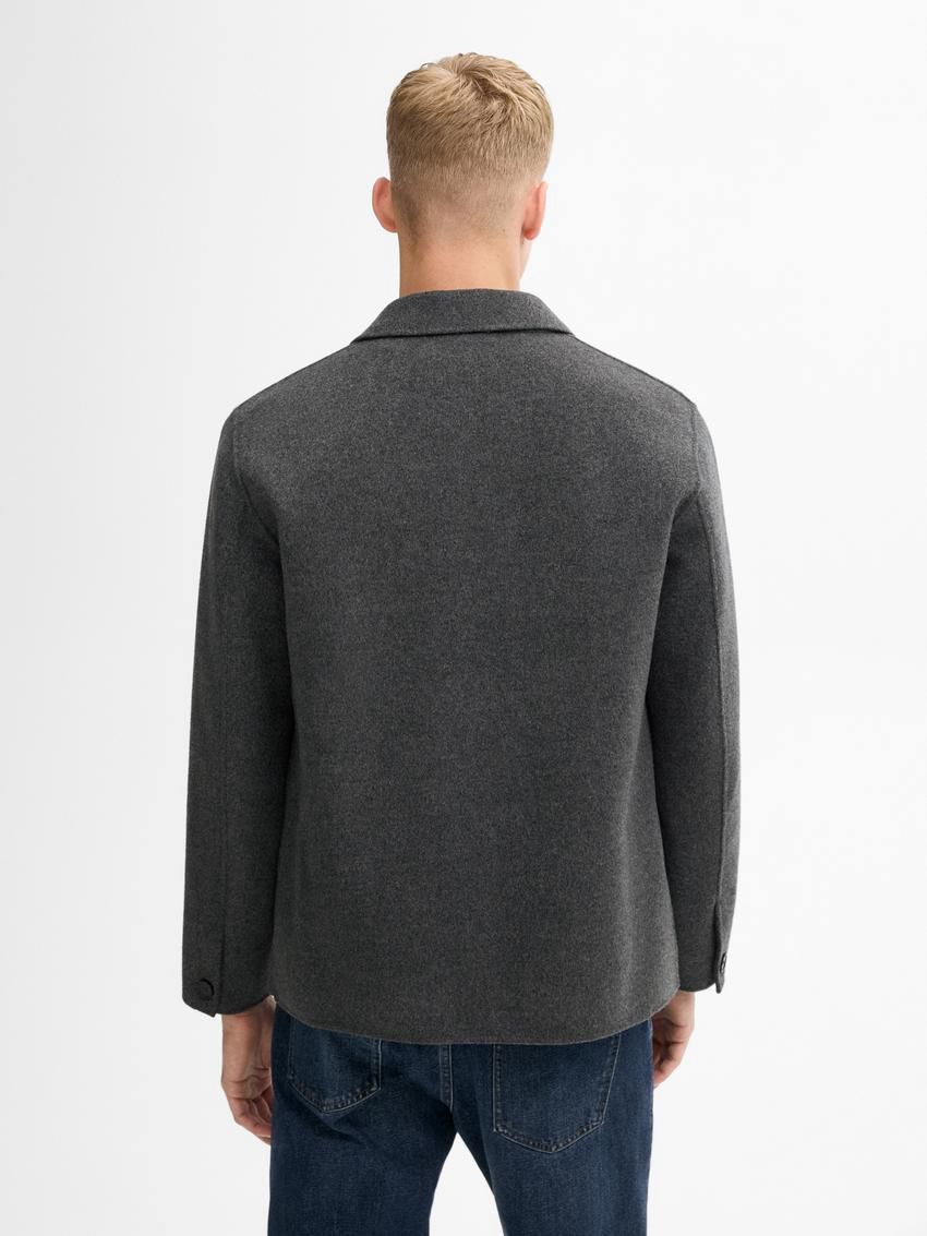 Massimo Dutti Wool With Pocket Details Men Jacket Grey | US-LN0462753