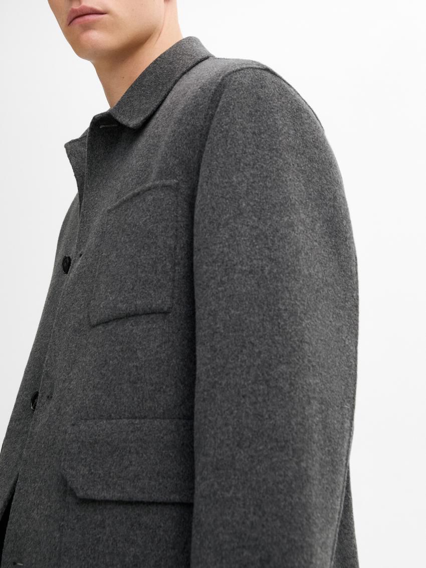 Massimo Dutti Wool With Pocket Details Men Jacket Grey | US-LN0462753