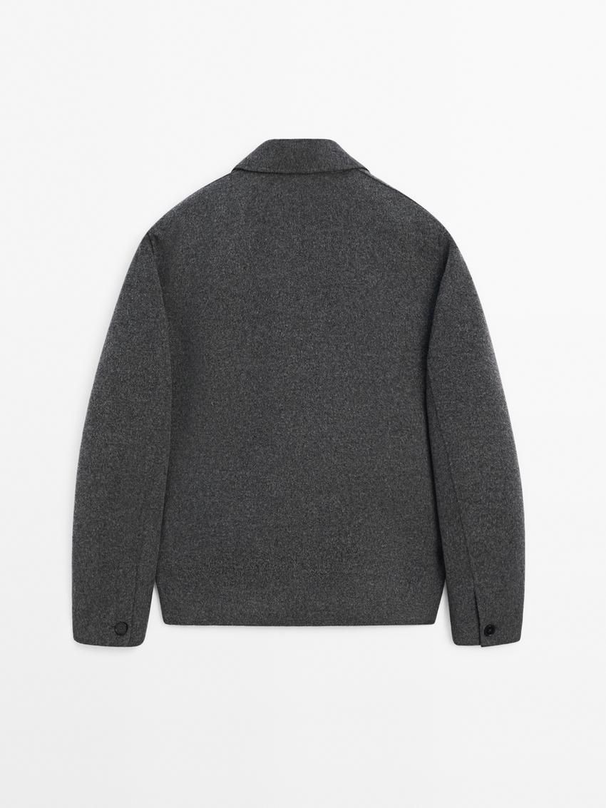 Massimo Dutti Wool With Pocket Details Men Jacket Grey | US-LN0462753