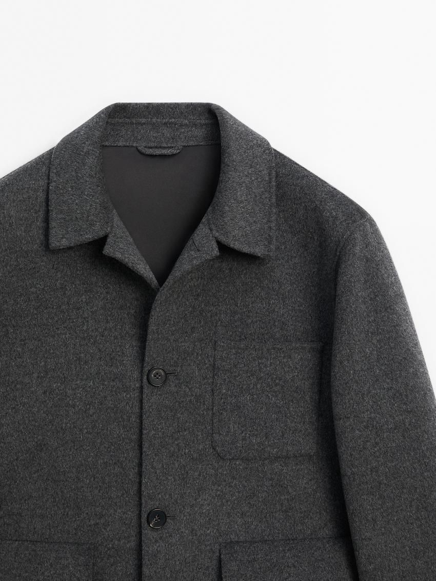 Massimo Dutti Wool With Pocket Details Men Jacket Grey | US-LN0462753