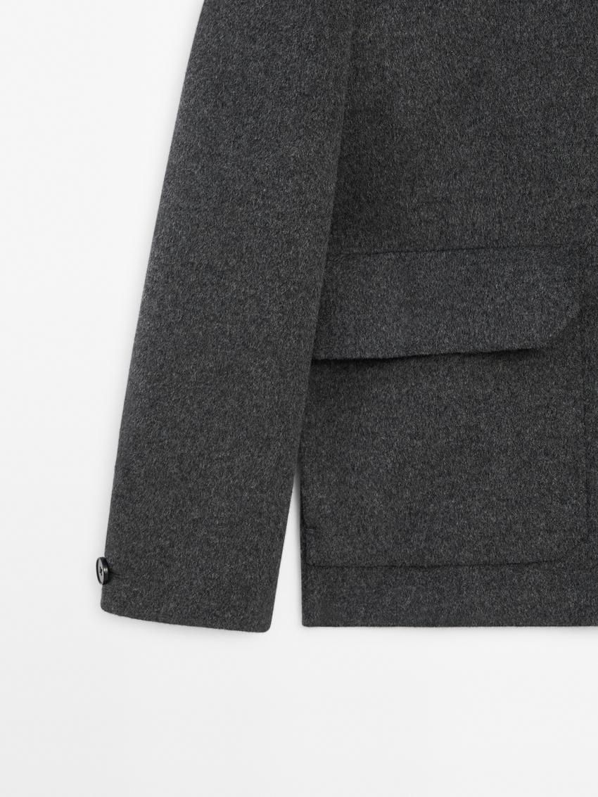Massimo Dutti Wool With Pocket Details Men Jacket Grey | US-LN0462753