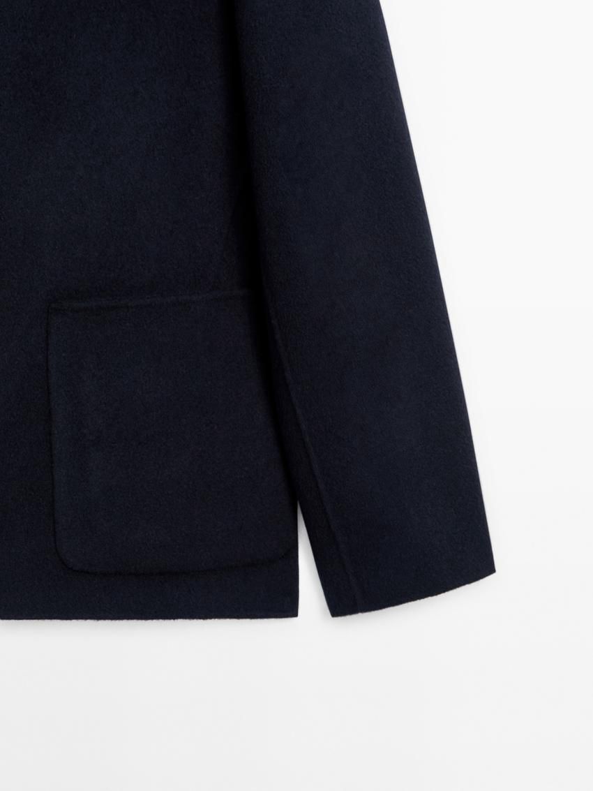 Massimo Dutti Wool With Pocket Details Men Blazer Navy | US-JR5493186