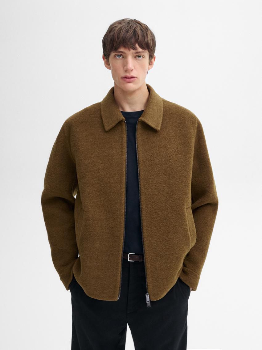 Massimo Dutti Wool-blend Bouclé Double Men Jacket Brown | US-KR5634910