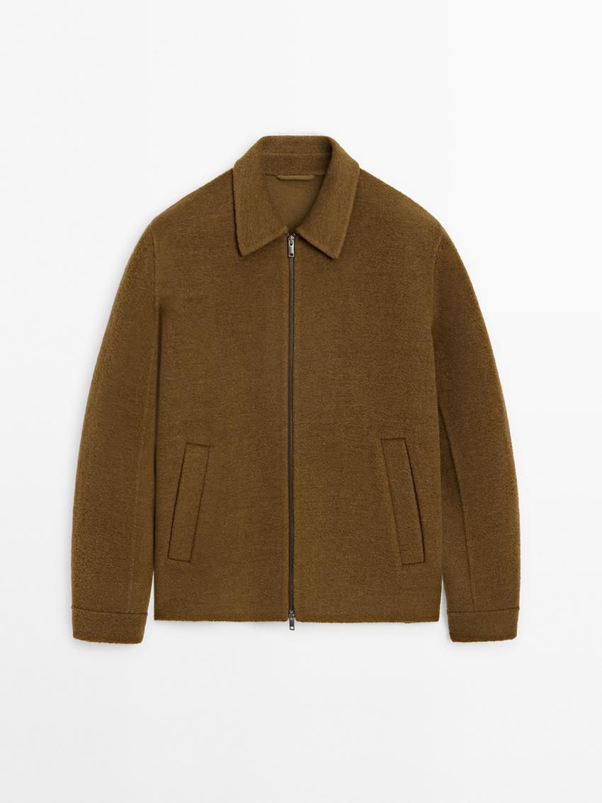 Massimo Dutti Wool-blend Bouclé Double Men Jacket Brown | US-KR5634910