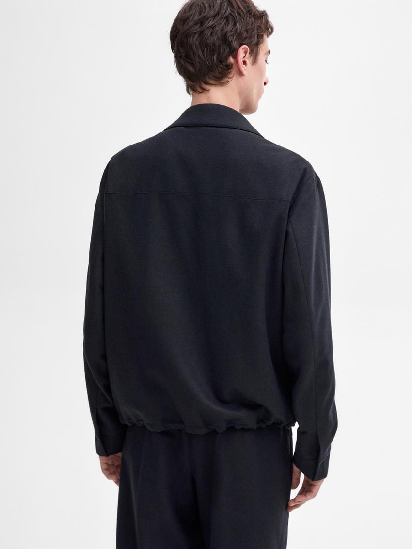 Massimo Dutti Wool-blend Zip-up Men Jacket Navy | US-YO7968435