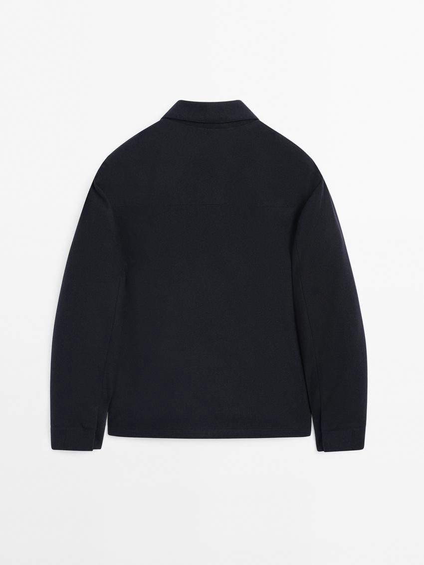Massimo Dutti Wool-blend Zip-up Men Jacket Navy | US-YO7968435