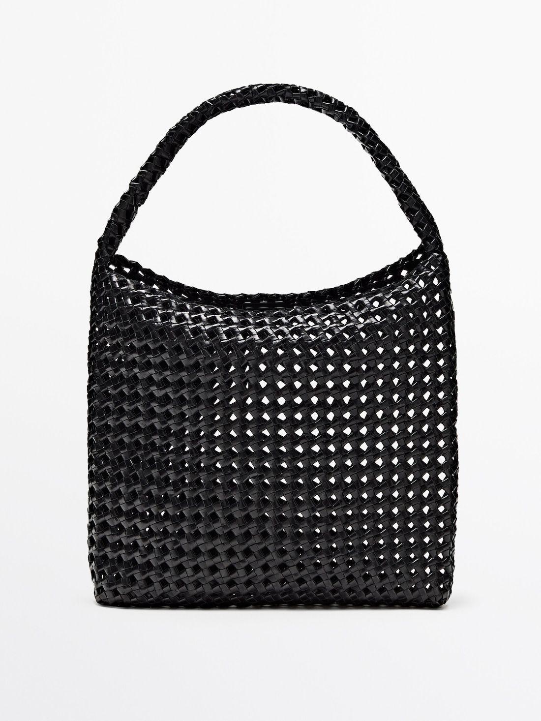 Massimo Dutti Woven Nappa Leather With Knot Detail Women Handbag Black | US-QA4290386