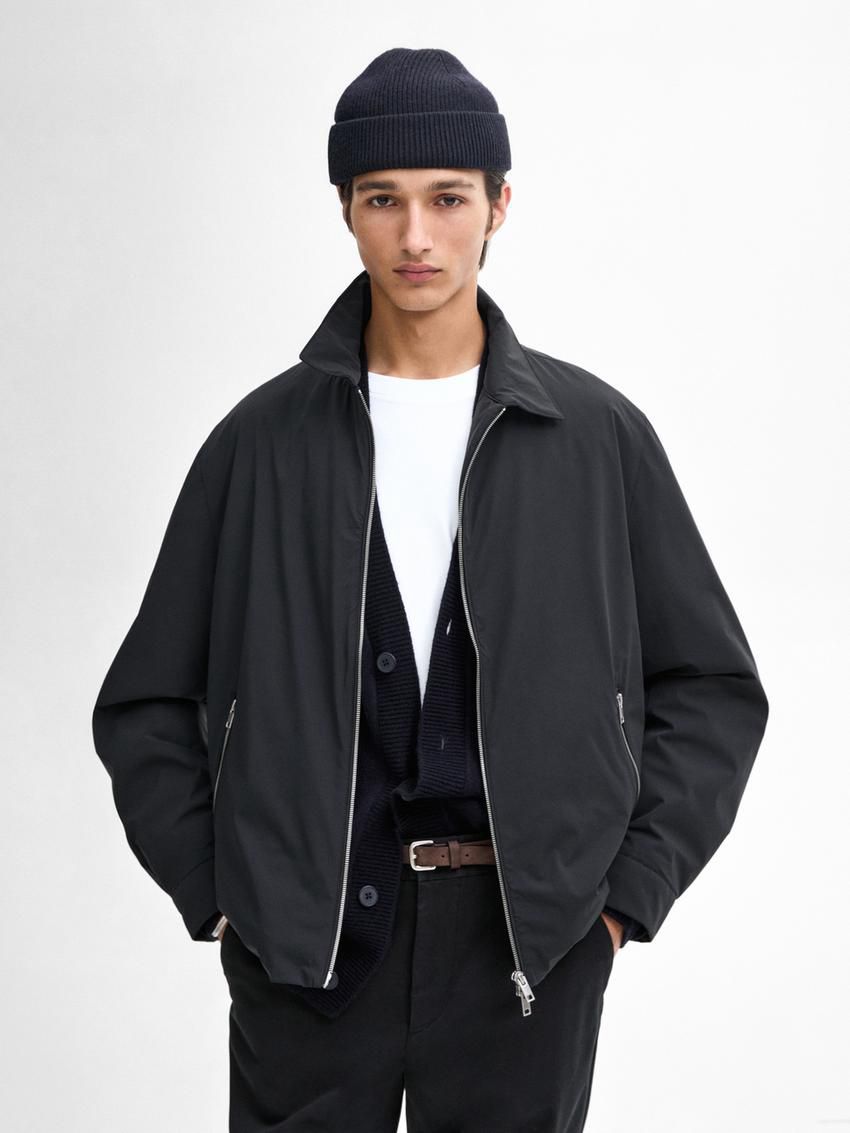 Massimo Dutti Zipped Pockets Detail Men Jacket Navy | US-IE6201374