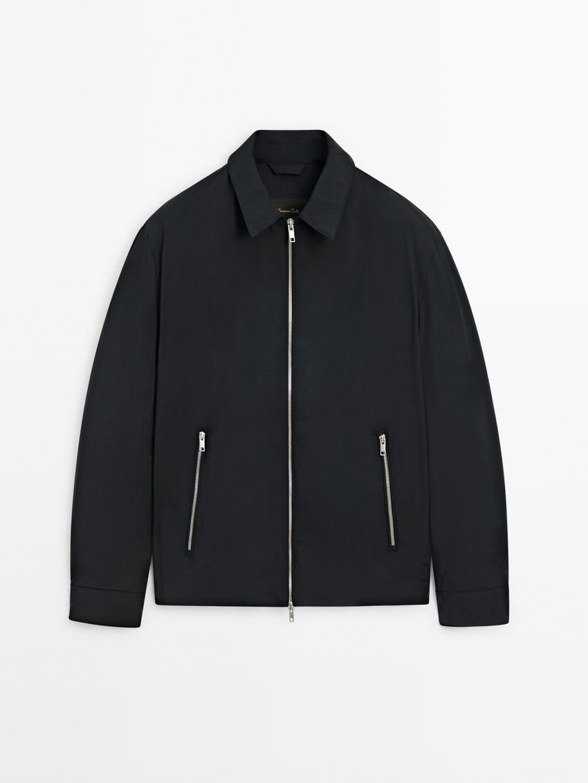 Massimo Dutti Zipped Pockets Detail Men Jacket Navy | US-IE6201374