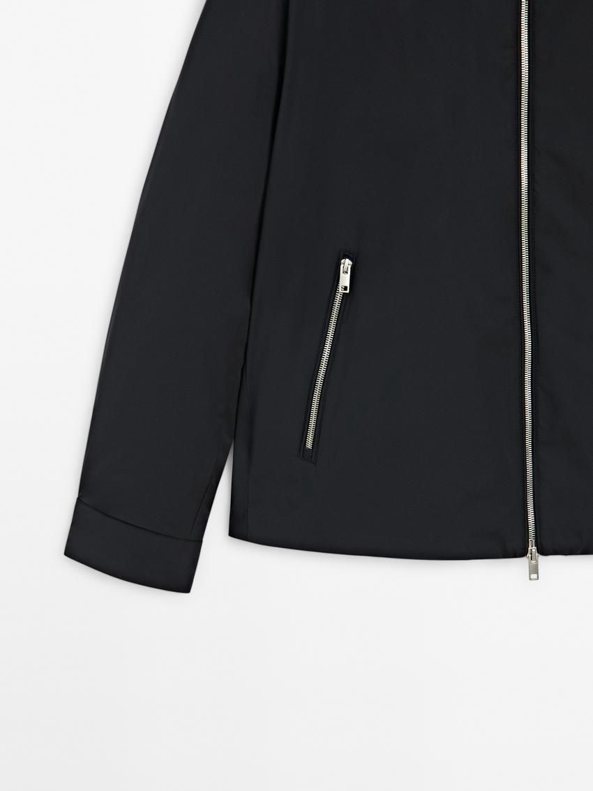 Massimo Dutti Zipped Pockets Detail Men Jacket Navy | US-IE6201374