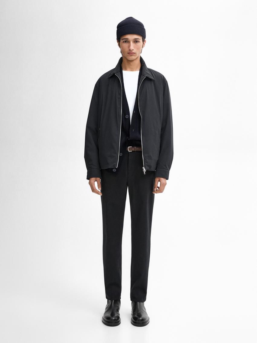 Massimo Dutti Zipped Pockets Detail Men Jacket Navy | US-IE6201374