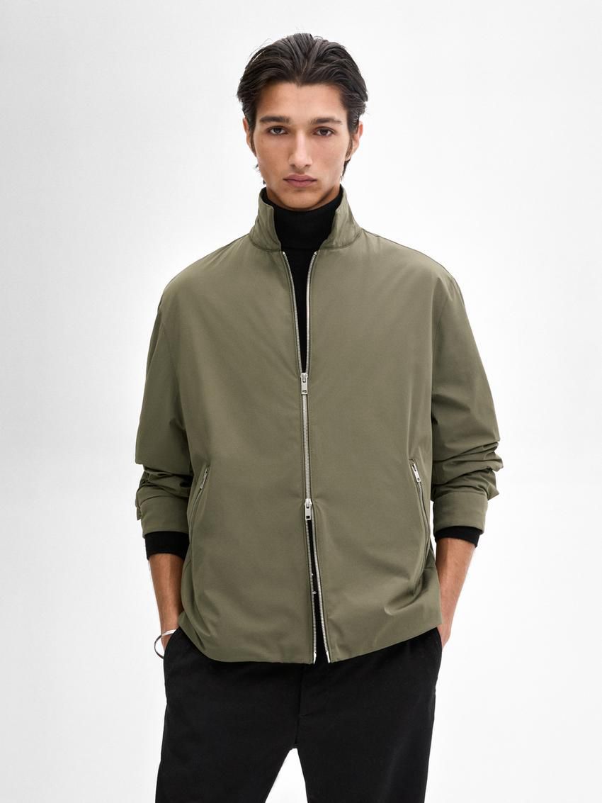 Massimo Dutti Zipped Pockets Detail Men Jacket Khaki | US-WM5413687
