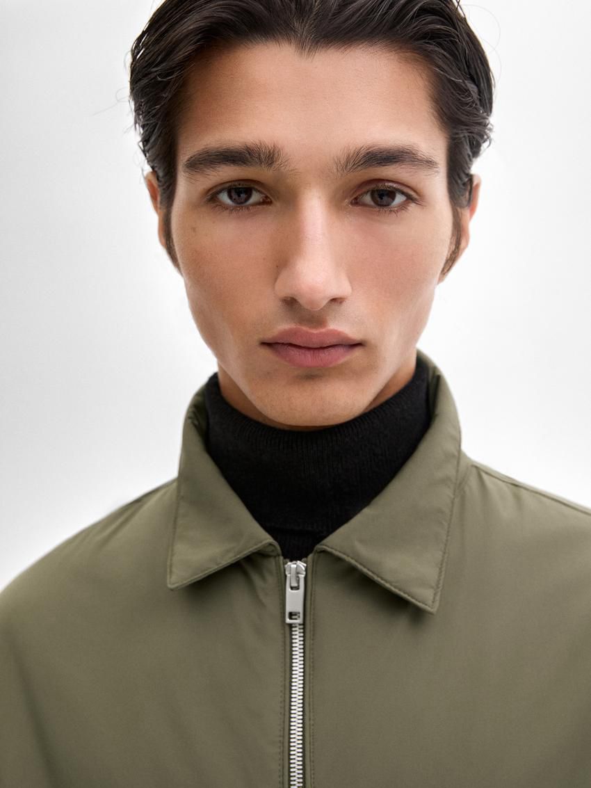 Massimo Dutti Zipped Pockets Detail Men Jacket Khaki | US-WM5413687