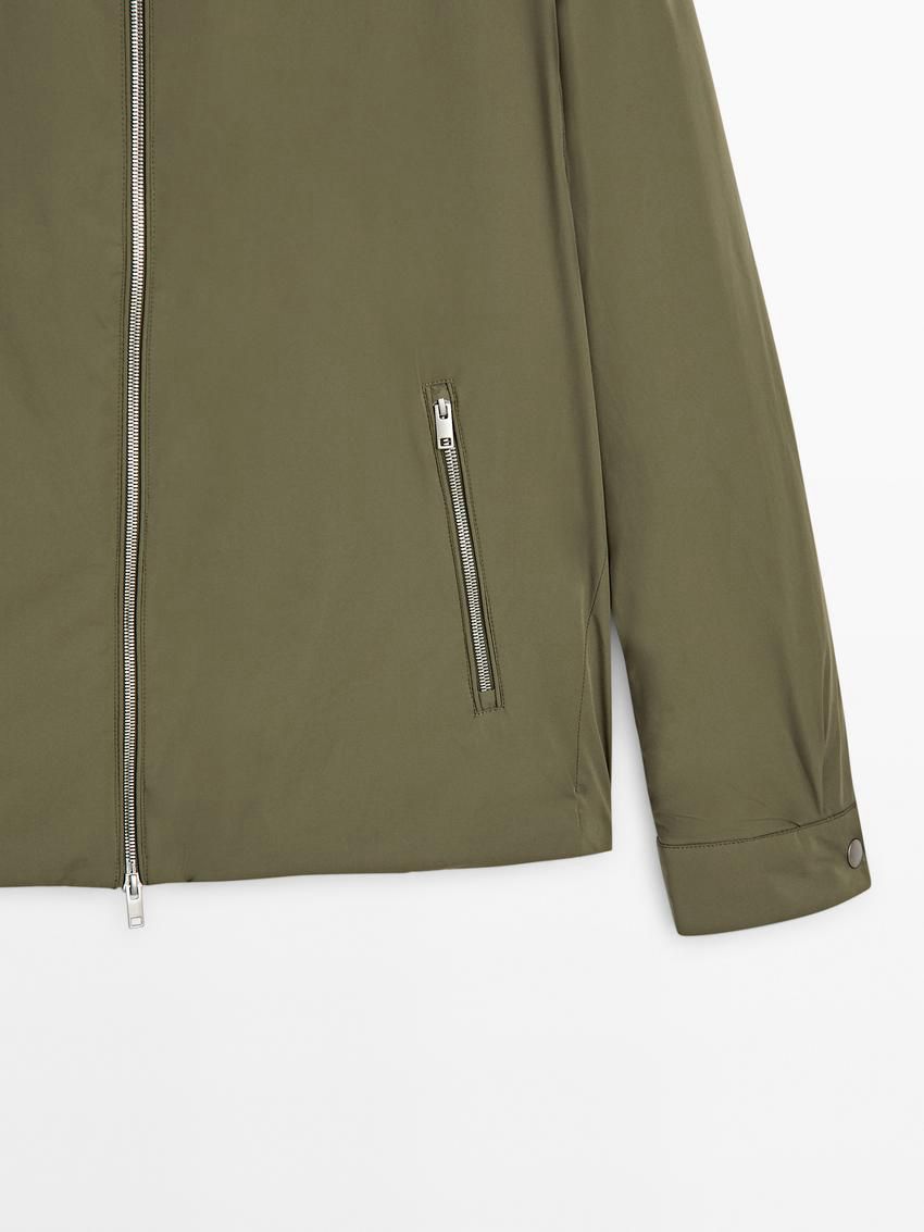 Massimo Dutti Zipped Pockets Detail Men Jacket Khaki | US-WM5413687