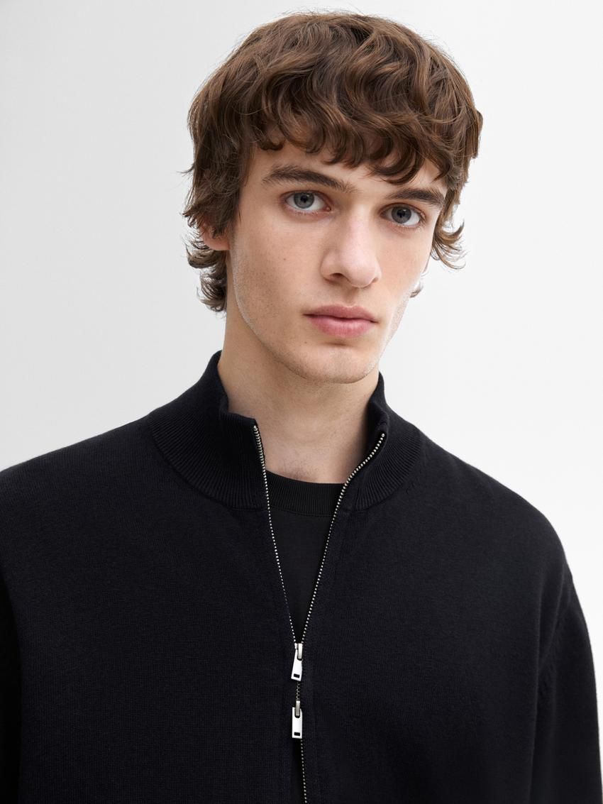 Massimo Dutti Zip-up Knit With Cotton Men Cardigan Navy | US-FY0924735