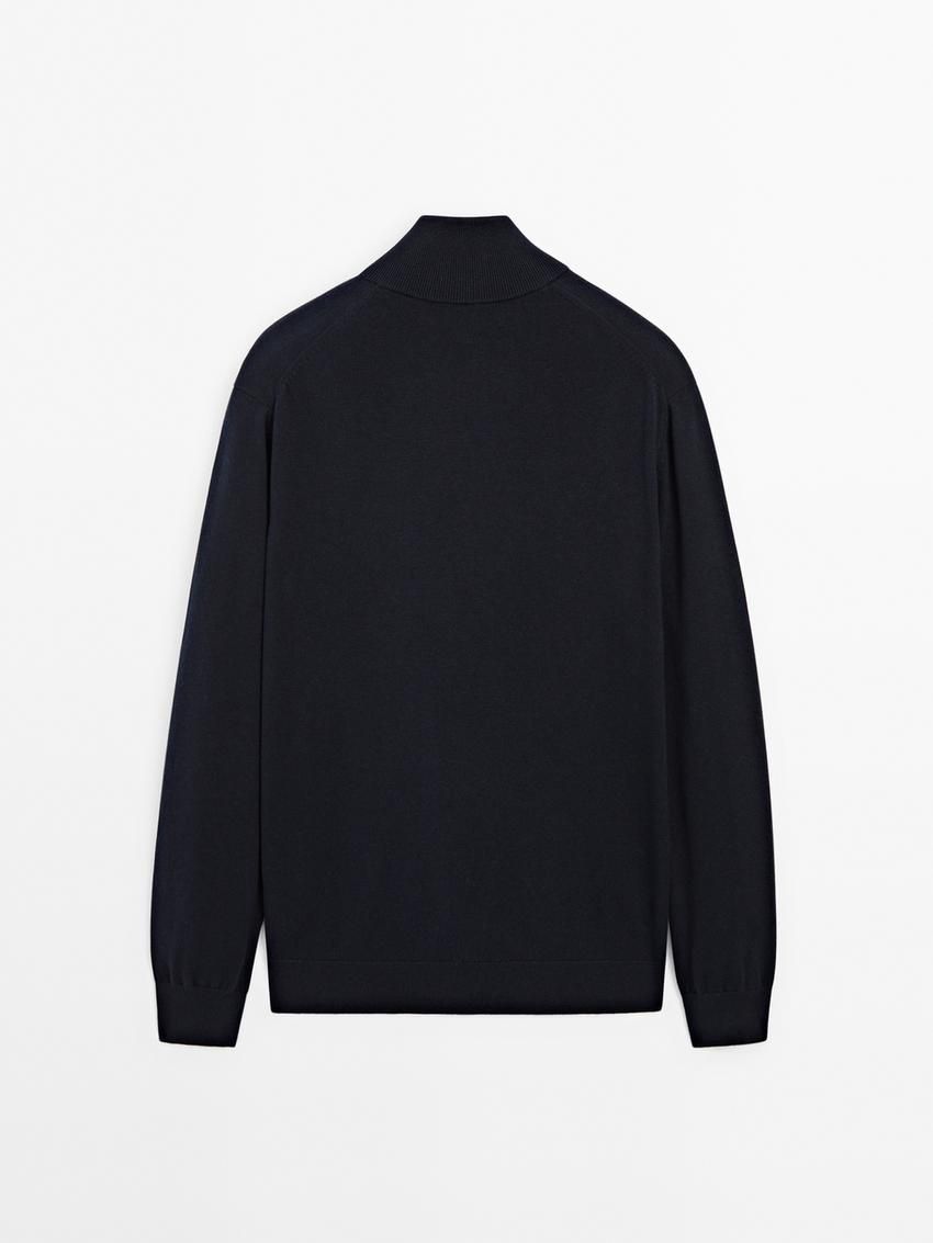 Massimo Dutti Zip-up Knit With Cotton Men Cardigan Navy | US-FY0924735