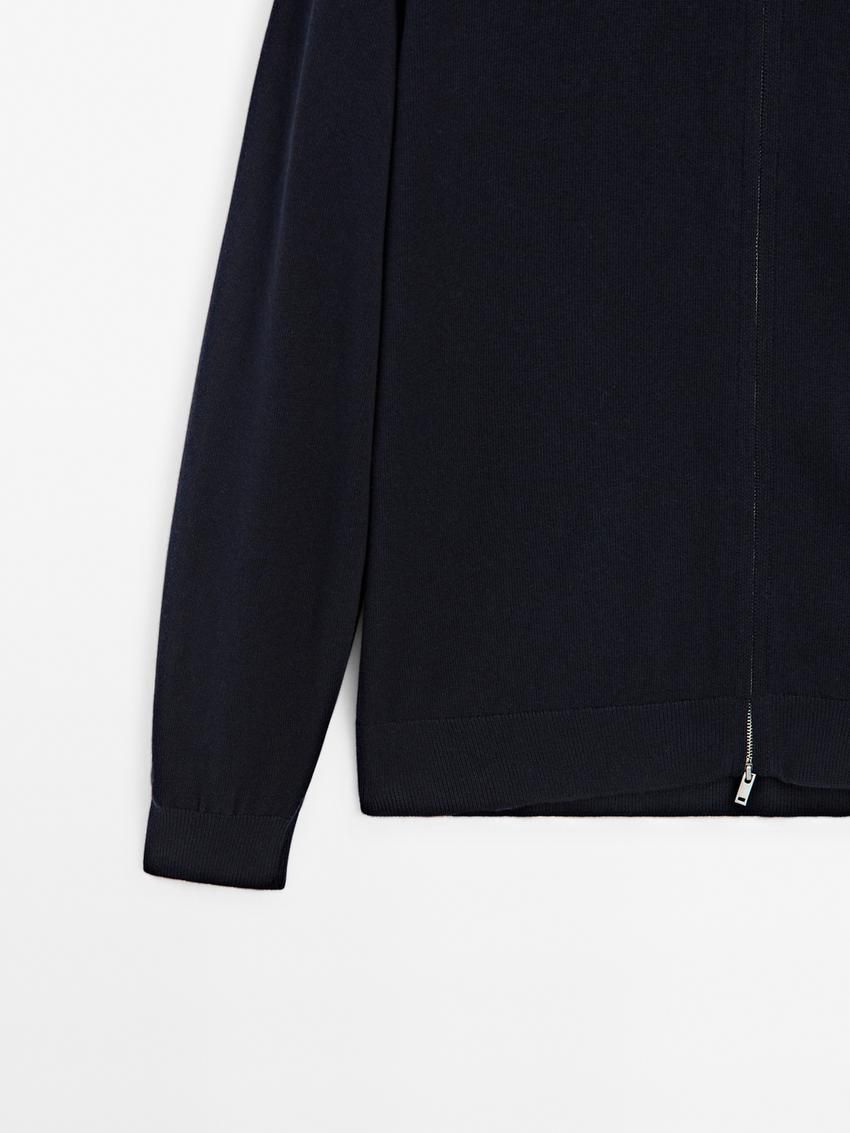 Massimo Dutti Zip-up Knit With Cotton Men Cardigan Navy | US-FY0924735