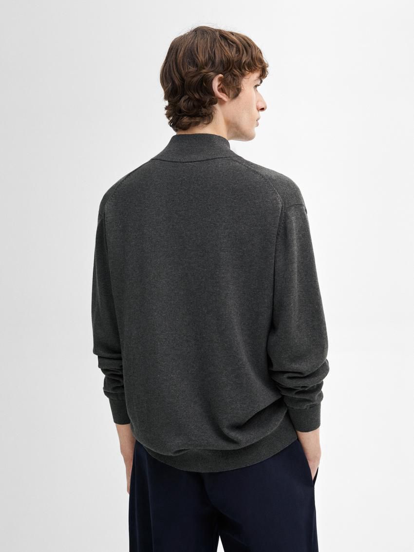 Massimo Dutti Zip-up Knit With Cotton Men Cardigan Dark Grey | US-JI0295164