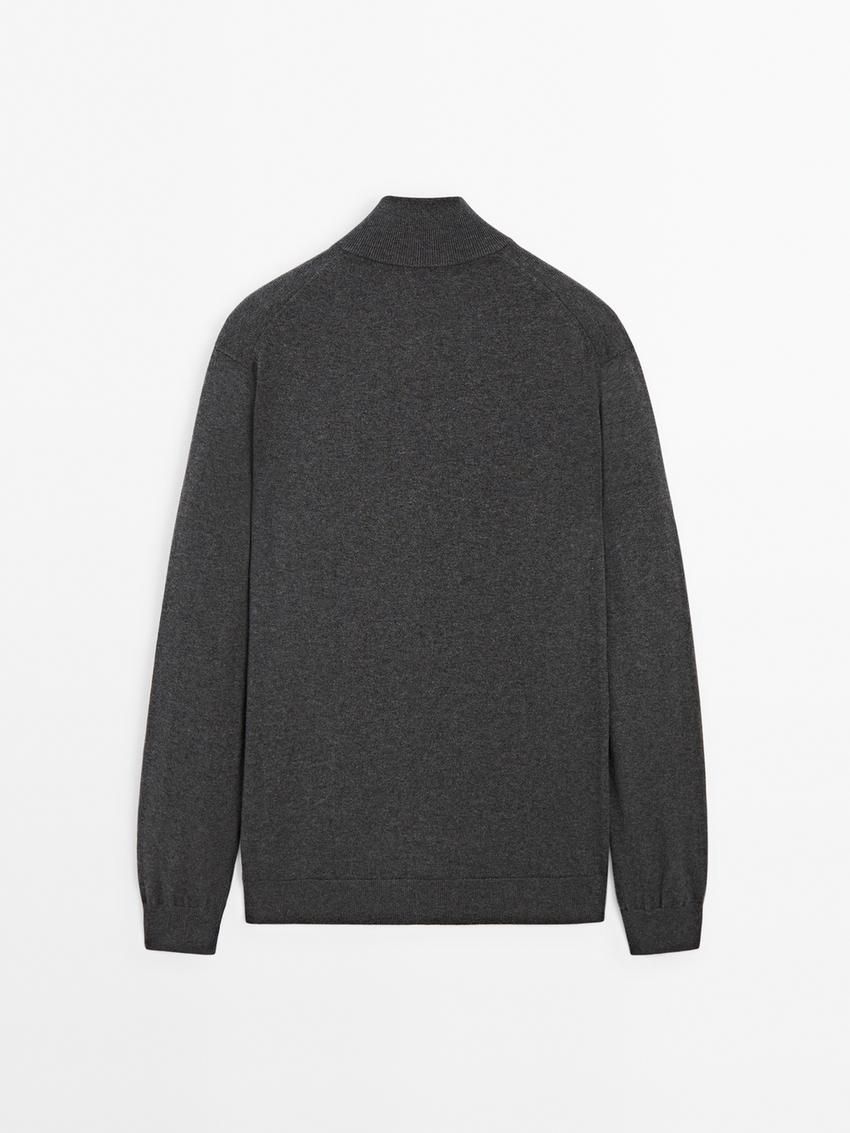 Massimo Dutti Zip-up Knit With Cotton Men Cardigan Dark Grey | US-JI0295164