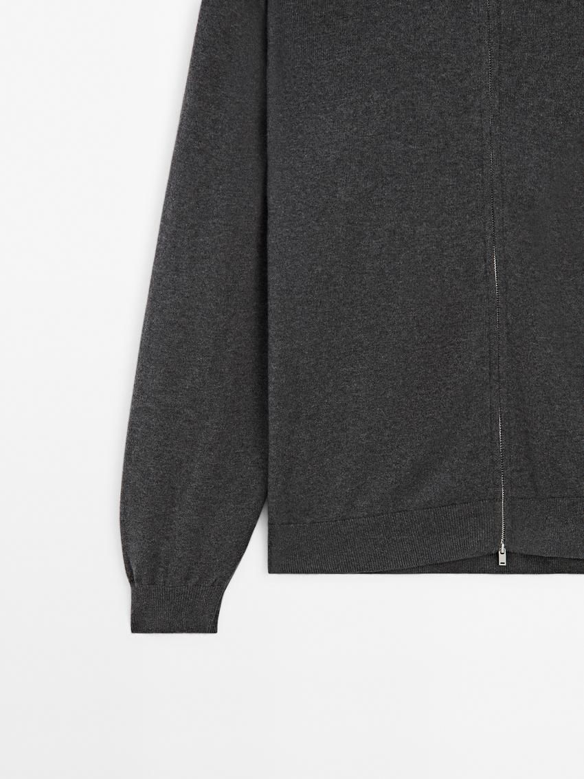 Massimo Dutti Zip-up Knit With Cotton Men Cardigan Dark Grey | US-JI0295164