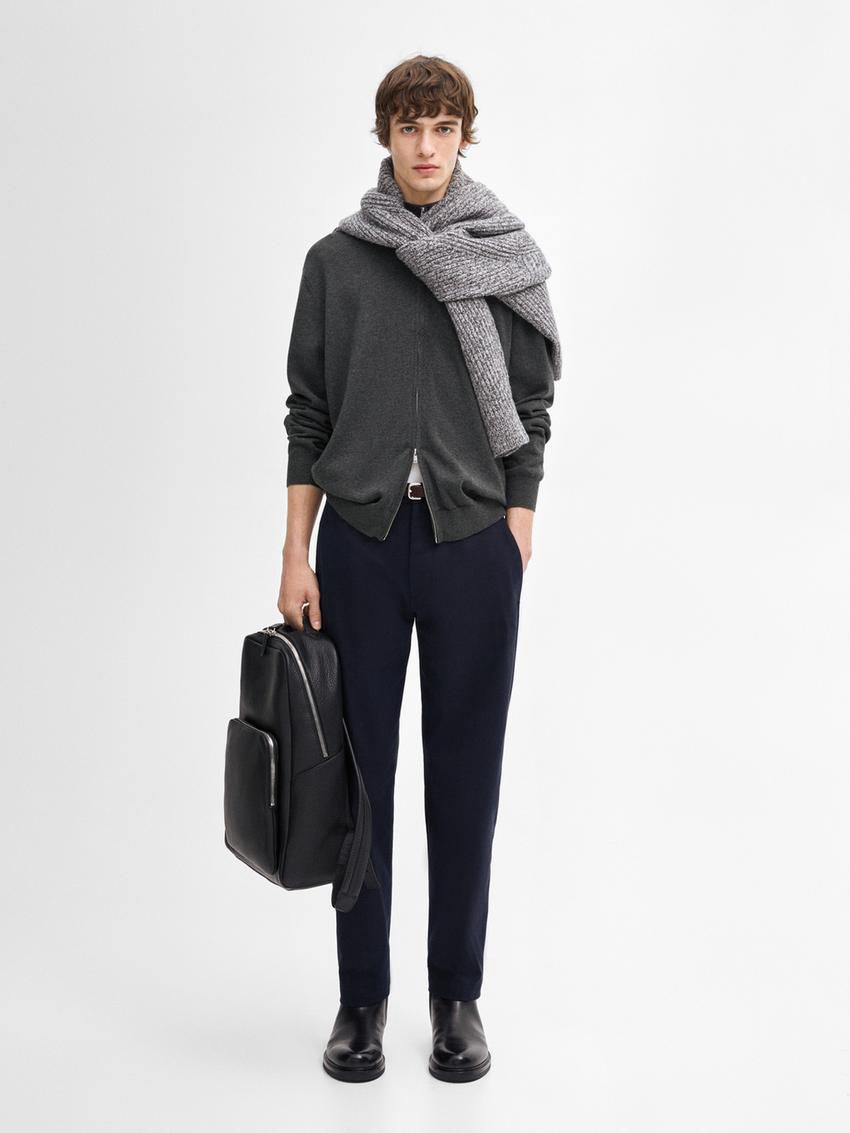 Massimo Dutti Zip-up Knit With Cotton Men Cardigan Dark Grey | US-JI0295164