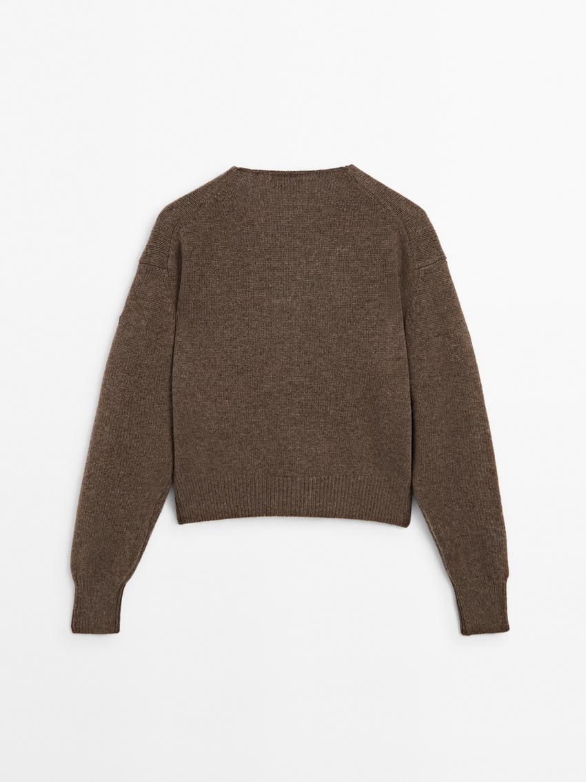 Massimo Dutti Zip-up With Pocket Details Women Cardigan Dark Brown | US-WL8490135